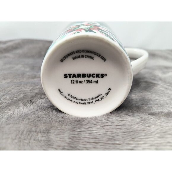 Starbucks Siren Holiday Green Floral Latte Mug 12 oz. 2020 - Picture 5 of 7